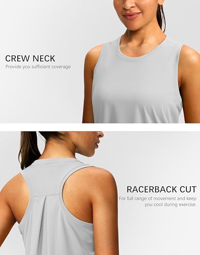 Image of Women's Workout Tops Racerback Athletic Tank Tops Sleeveless Loose Fit Yoga Running Gym Shirts for Women