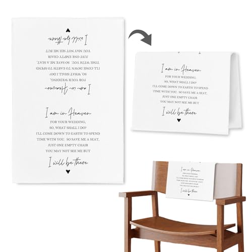 ChissNook In Loving Memory Wedding Sign, I Am in Heaven for Your Reserved Chair Sign Pew Cloths Seating Placeholder, Wedding Decorations for Reception Celebrations Event (1 Pc)