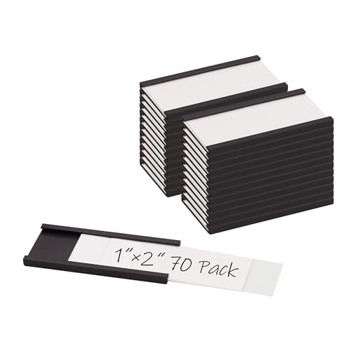 Realth C Channel Magnetic Label Holders 70 Pack 1'' x 2'' for Metal Racks and Shelves