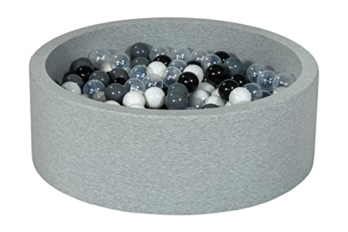 Velinda Bällebad Ballpool Kugelbad Bällchenbad Bällchenpool Kinder Pool mit 300 Bällen (Farbe der Bälle: schwarz, weiß, transparent, grau)