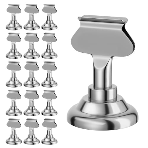 Urban Deco 16PK Table Number Holders Place Card Holders 1.7 Inch Table Card Holders Steel Card Holders for Photos, Food Signs, Memo Notes, Weddings, Restaurants, Birthdays(Silver)