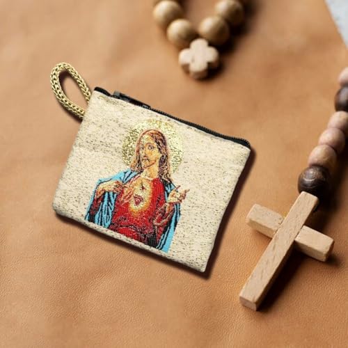 Bolsa de rosario católico XJBTBA para evitar enredos de joyas 4