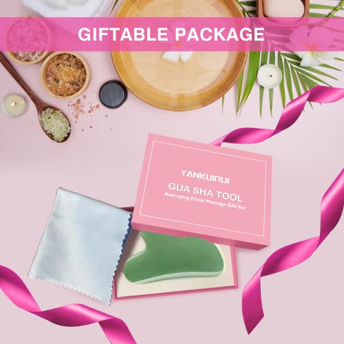 Natürliches Gua Sha Stein Jade 100% Natur-Stein Herzform Kratz-Massage Tool für Gesicht, Augen, Hals zur Hautpflege, Schönheit und Entspannung der Körpermuskulatur (Grün) - Image 8