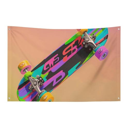 Drapeaux de jardin saisonniers pour égayer une cour ombragée avec un motif skateboard 3D