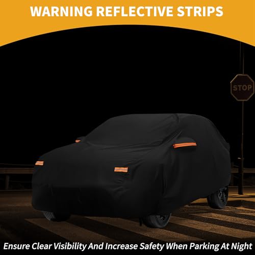 Image of All-Weather Waterproof Car Cover - UV-Resistant Outdoor Full Exterior Protection for Kia NIRO 2016-2023 210D-PU Black with Right Side Zipper