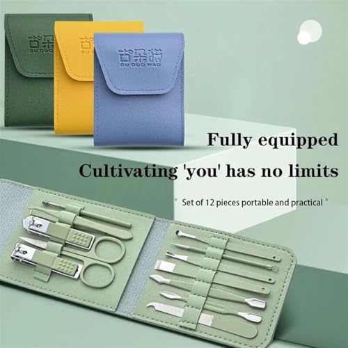 Kit de manucure avec ensemble de 12 coupe-ongles gris foncé
