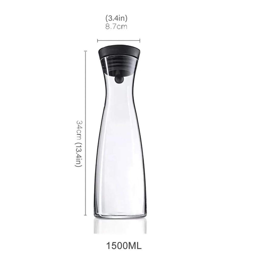 Jarra Agua Jarra de Agua de Gran Capacidad de 1500 ml, Botella de Vidrio con Tapa de Acero Inoxidable, hervidor de Agua for Jugo, Leche, Accesorios de Cocina Jarras Zumos(Negro)