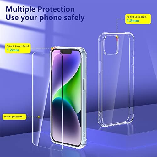 YIRSUR Glitter Case Compatible with iPhone 14 Plus 6.7" with 2 Pack Screen Protector and 2 Pack Camera Lens Protector, Glitter Air Cushion Soft TPU Bumper Anti-Scratch Shockproof Sparkly Cover
