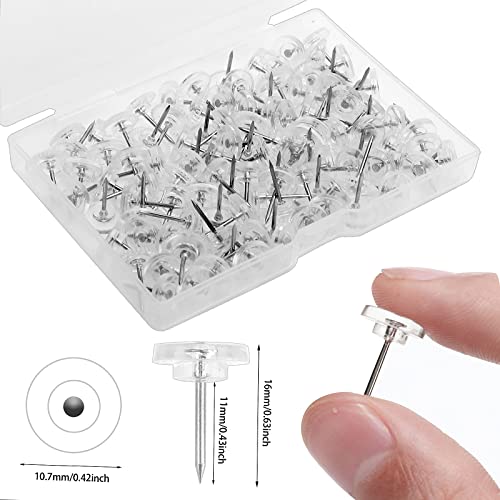 Kowvowz Clear Thumb Tacks For Wall Hangings Plastic Clear Push Pins 150 Count For Cork Board Flat Head Thumb Tacks For Bulletin Board Posters Photos Postcards Maps Office Home Decorative(150), Xbh #TOP1