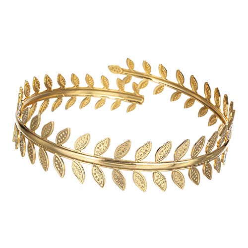 homozy Louro leaf grinalda pulseira braço ajustável festa trançada braço superior manguito anel - Ou