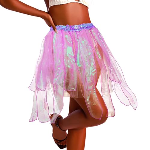 Fstrend Women Tutu Skirt Purple Jellyfish Costume Tentacle Skirts Cosplay Fairy Dress(Light Purple)