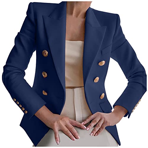 Blazers for Women Business Casual Long Sleeve Fitted Blazer Double Breasted Blazer Work Office Jacket Elegant Blazers