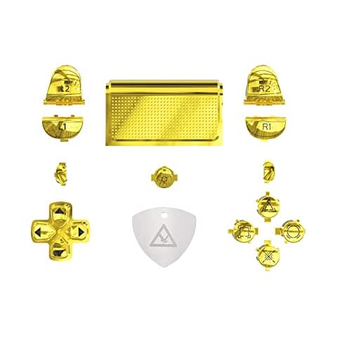 eXtremeRate Botones para PS4 Mando Teclas Botón Completo con Símbolos Dorado Cromo Cover