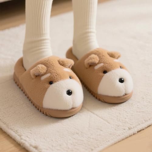 Women Big Kids Dog Slipper Home Slippers Soft Warm Fleece Shoes Indoor Outdoor Non-Slip2