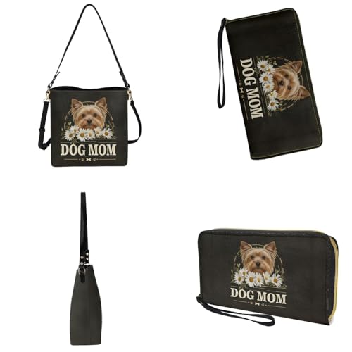 Image of Bucket Crossbody Bag Set for Women Lady, Leather Purse and Wallet Set Large Bucket Bag with Wallet
