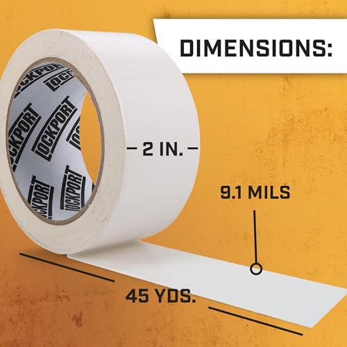 Image of Lockport Duct Tape Heavy Duty Waterproof,20 Yards x 2 Inch,Strong Adhesive Roll for Indoor & Outdoor Repair,No Residue,Tear by Hand - Duct Tape Bulk Value (White, 1-Pack)