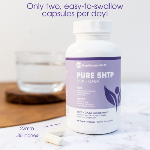 Pure 5-Htp (5-Hydroxytryptophan) Plus Gaba Supplement - For Sleep, Mood & Stress Management - 60 Veggie Caps #TOP5