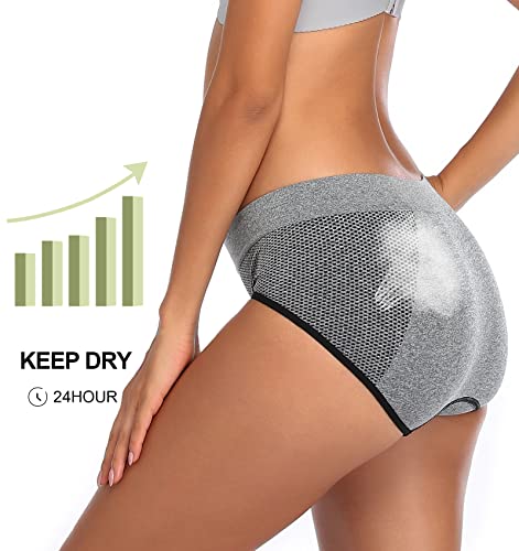 Annenmy Moisture Wicking Workout Underwear For Womens Seamless Underwear Hipster Brief Tag Free Stretchy Full Coverage Panties For Women 5-Pack(Assorted Colors B, Medium) #TOP4