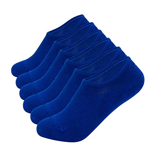 No Show Socks - ZANDO Womens Low Cut Socks Boat Line Ankle Socks Teen Non Slip Short Socks for Flats Cotton Invisible Socks 6 Pack Royal Blue