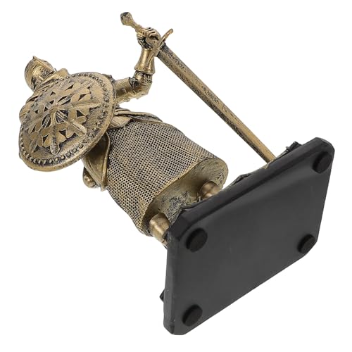 HOMSFOU Statuette de Chevalier Médiéval en Résine Robuste, Figurine Décorative Vintage pour Bureau et Étagère, Miniature Chevalier Rétro Bouclier...