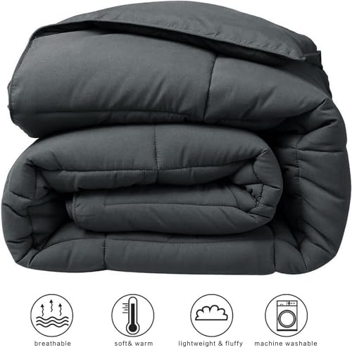 Image of COHOME Oversized King Size Warm Comforter - All-Season Duvet Insert | Quilted Down Alternative Comforter,Luxury Hotel Ultra-Soft, Anti-Clump Tech & 8 Tabs, Machine Washable, Dark Grey 98 inch x 116 inch