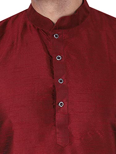 Image of HUZUR Men's Silk Solid Straight Long Kurta Pyjama Set| Ethnic Wear