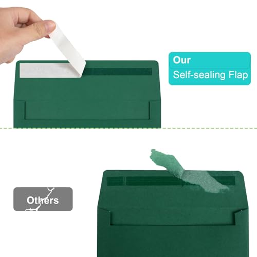 Image of 70 Packs of Invitation Envelopes, A2 Dark Green Postcard Envelopes for 4.5x5.5 Cards for Invitations, Self Seal for Photos RSVP, Greeting Cards