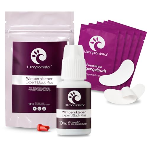 Wimpanista® Wimpernkleber Expert Black PLUS (10ml) für die Wimpernverlängerung, 1-2 Sek. Trocknungszeit, Farbe Schwarz