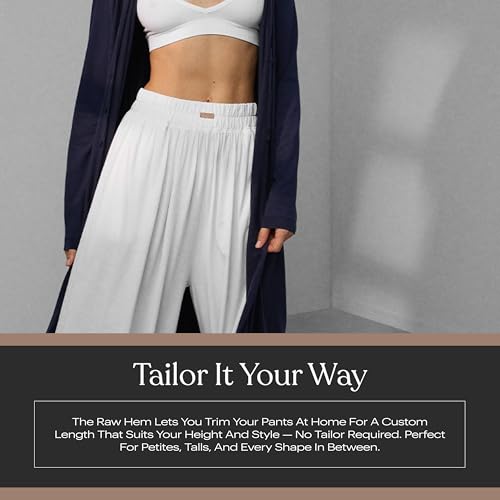 Image of Lunya Organic Pima Wide Leg Cotton Pants for Women - Organic Cotton Palazzo Pants - High Rise Wide Waistband