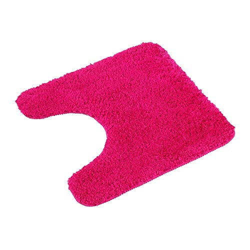 PANA Tapis de WC Moelleux avec découpe (45x45 cm) • Tapis de Bain en Microfibres Douces - Antidérapant & Lavable • Tapis de Bain (Rose)
