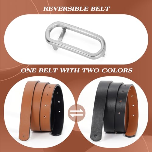 Reversible Leather Belt for Dresses Women Jeans Pants Ladies Skinny Belts Thin with Gold Silver Buckle,1 Pack4