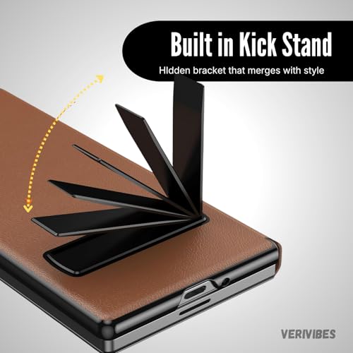 Image of Magnetic Flip Case Compatible with Samsung Galaxy Z Fold 7 (2025) | Premium Leather Finish | Multi-Angle Stand | Full Body & Hinge Protection | Slim Luxury Business Cover - Brown