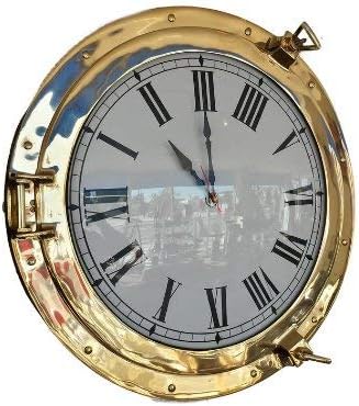 Reloj de ojo de buey de clase Deluxe de latón de 20 pulgadas - Reloj de agujero de puerto - Agujero de puerto de latón - Decoración náutica