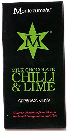 MontezumaChocolate Organic Milk Chocolate with Chilli & Lime 100g (Pack of 12)