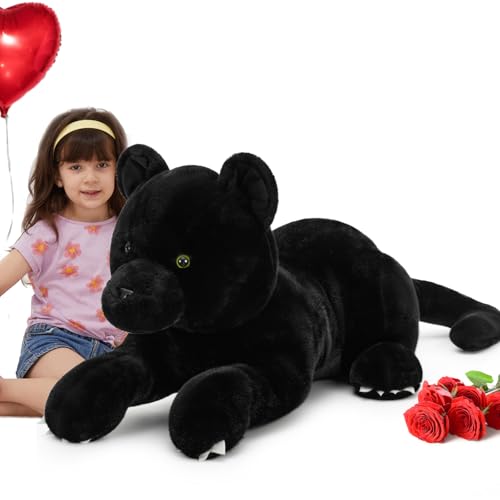 MorisMos Giant Black Panther Stuffed Animal Pillow, 30" Extra Large