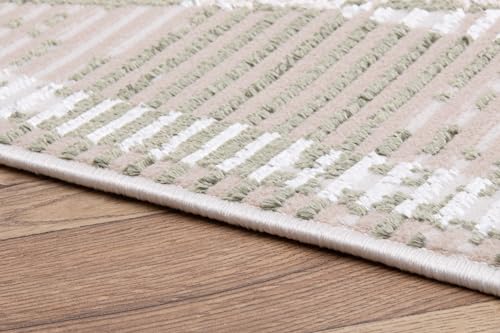 Tapis moderne doux TAPISO beige vert 80x150cm Oeko-TEX - 5