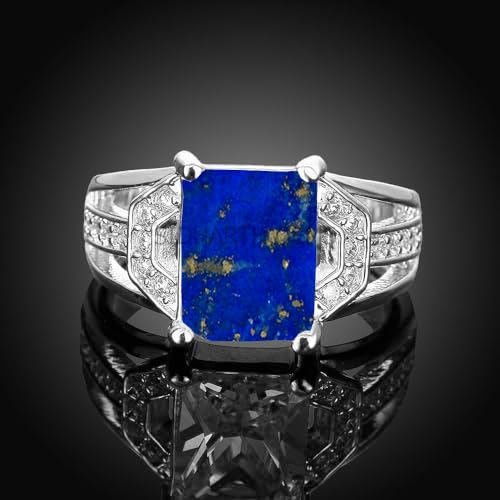 Anillo de lapislázuli de latón natural certificado joyería de colección 3