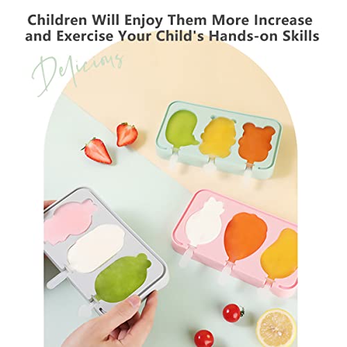 Eisformen Eis am Stiel Kinder,Silikon Eis am Stie Formen,Eis Pop Form,Hausgemachte gefrorene Baby Eis am Stiel Formen für Kinder,Eis am Stiel Formen Silikon Bpa frei,Eis am Stiel (Blaues Nilpferd) – Bild 4