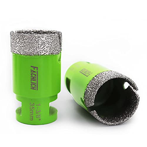 Image of Diamond Core Drill Bit,2pcs Diameter 1-3 /8 inch 35mm Thread 5 /8-11,Vacuum Brazed Dry Wet Hole Saw for Porcelain Tile,Granite,Marble,Concrete,Masonry,Brick