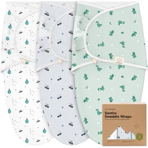 Image of 3-Pack Organic Baby Swaddle Sleep Sacks - Swaddles for Newborns, Infant 0-3 Months, Baby Girls, Boys, Soft & Snug Newborn Sleep Sack, Nursery Swaddling Blankets (Space Quest)