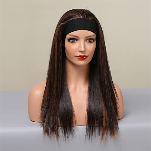 Testar Headband Wig Shoulder Length Straight Wigs For Black Women Brown Mixed Blonde Wig Glueless Synthetic Wig Natural Hair #TOP3