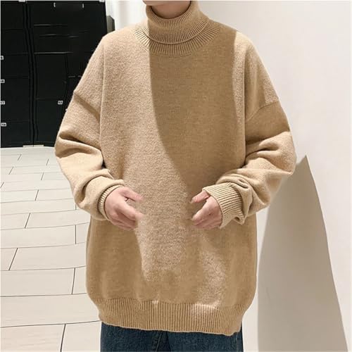 Men's Loose Turtleneck Knit Sweater Warm Casual Pullover Solid Color Autumn Winter Jumper4