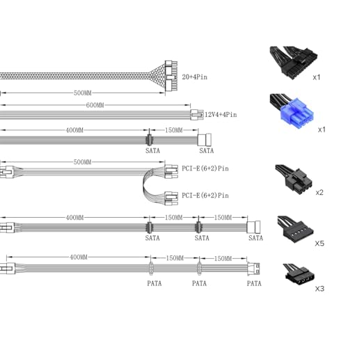 GameMax VP-Series 700W 80 Plus Bronze Power Supply (No Power Cord Included) - 700W GameMax VP-Series VP-700-RGB, Semi-Modular, Single Rail, 120mm RGB Fan, ATX PSU | Black - Image 8