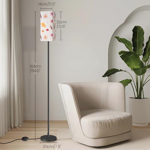 Image of 64.6 inch Floor Lamp, Pole Lamp with Foot Switch, Modern Standing Lamp, Minimalist Freestanding Lamp (Bulb Not Included), for Living Room, Bedroom Office ETL Listed, Black and Printed X07LD05