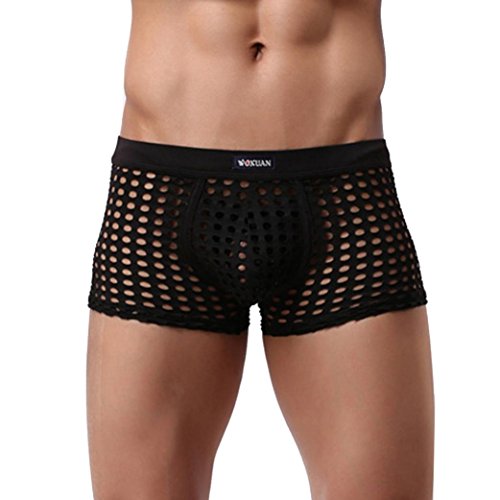 PASATO Fashion Mens Briefs Underwear Bulge Sports Hollow Underpants Ventilation Trunks (L, Black)