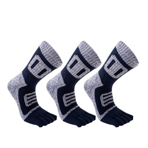 Calcetines de 5 dedos 3 pares de calcetines de esponja para hombres, calcetines deportivos de algodón grueso con compresión de medias de toalla, fitness al aire libre, baloncesto, senderismo, ciclismo