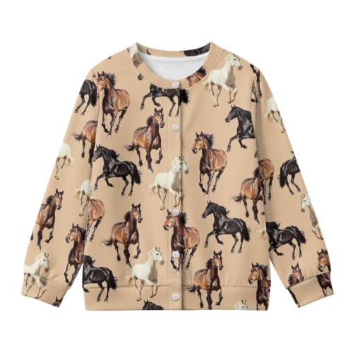 Image of Girls Cardigans Sweater Long Sleeve Crew Neck Button Down Sweaters School Outerwear for Kids Fall Winter Tops