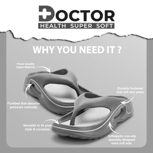 Image of DOCTOR HEALTH SUPER SOFT Men's EVA Flip Flops | Lightweight Cushioned Comfortable Thong Slippers | Anti-Skid Waterproof Soft Footbed Daily Wear Beach Bathroom Indoor Outdoor Flip Flops
