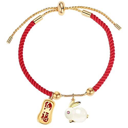 NOLITOY Année du Lapin Bracelet 2023 Chinois Nouvel an Bracelets Zodiaque Animal Main Chaîne Corde Tressée Bracelets Chanceux Rouge Chaîne Bracelet pour Femmes Bijoux Nouvel an Cover