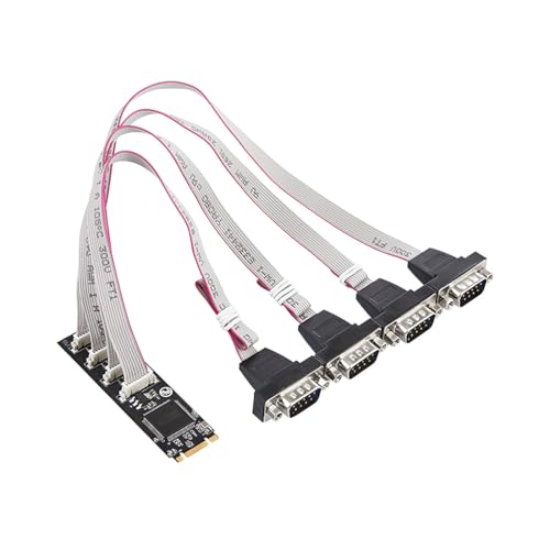 Image of IOCrest 4 Port RS-232 DB9 Serial M.2 B+M Key Controller Card SY-PEX15072 (PCIe x1, Linux Compatible)
